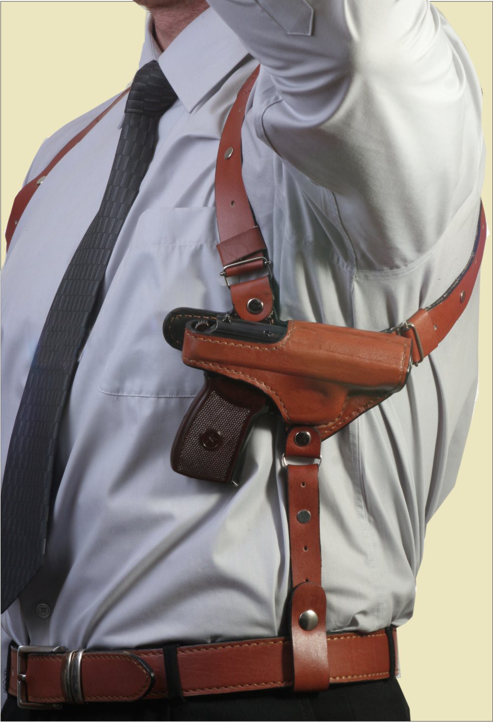 ПМ Оперативная подплечная кобура с подсумком для запасного магазина. Модель №1 (кожа)